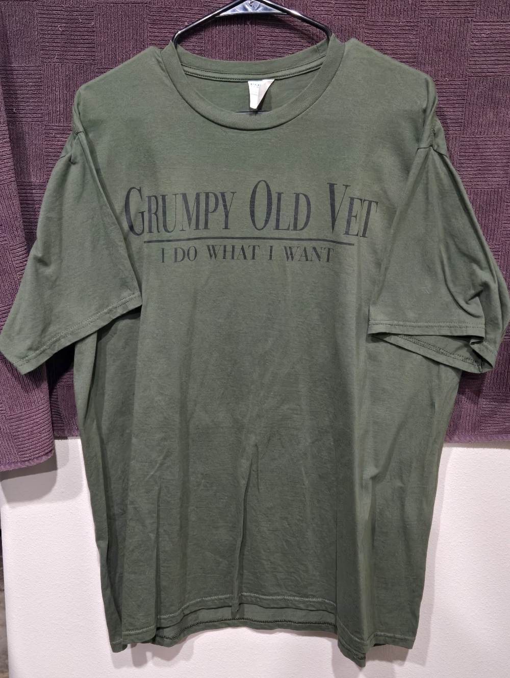Grumpy Old Vet Graphic Tee - Olive Green Port Authority Size XL